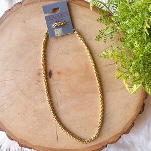 NOS Vintage Thick Wheat Link Chain Gold Necklace 16”